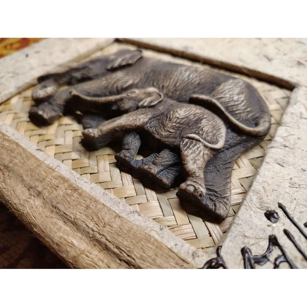 Vintage Laos Photo Album Hand Made 3D Image of Elephants Cloth Photo Sheets 4x6